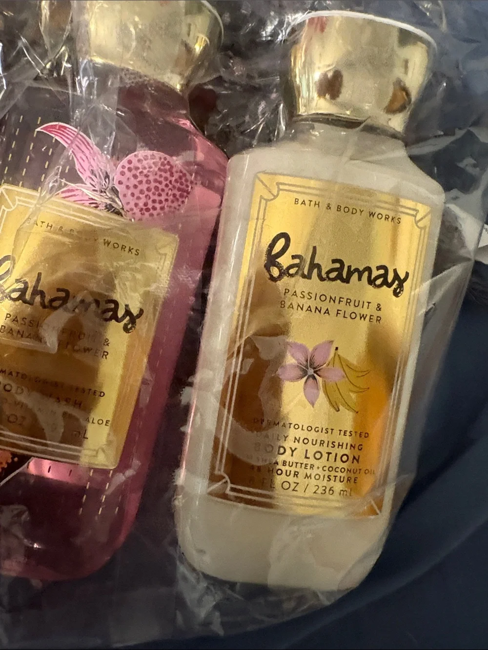 Bath & Body Works Bahama Coconut & Pink Soap Gift Set - Pink & Cream and scarf